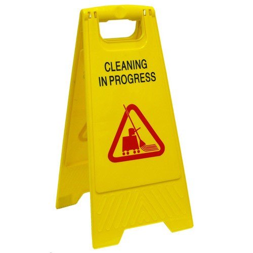YELLOW WET FLOOR/CLEANING IN PROGRESS SIGN