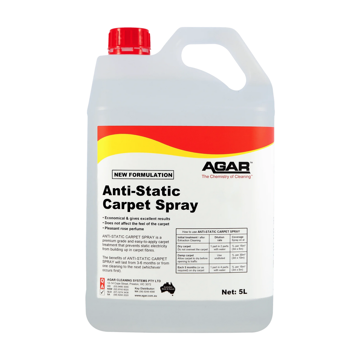 AGAR ANTI-STATIC CARPET SPRAY 5 Litre